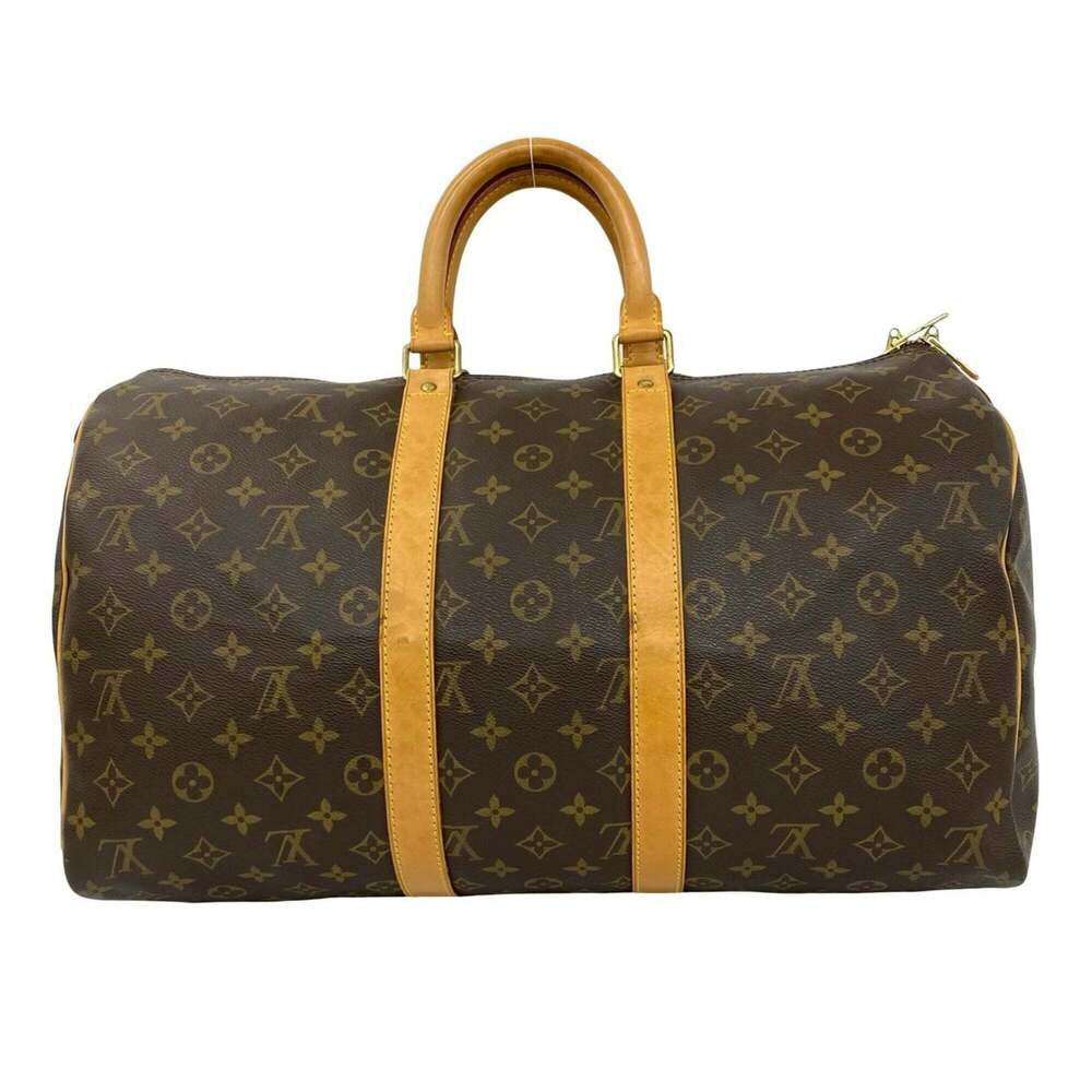 LOUIS VUITTON Vintage Brown Monogram Leather Keepall 45 Boston Bag - Picture 3 of 9